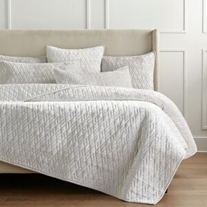FRONTGATE Marquette Velvet quilted Bedding KING White